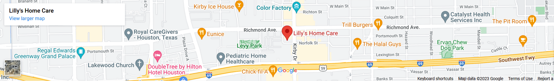 A map of the location of lilly 's home.