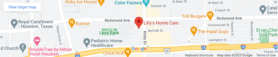 A map of the location of lilly 's home